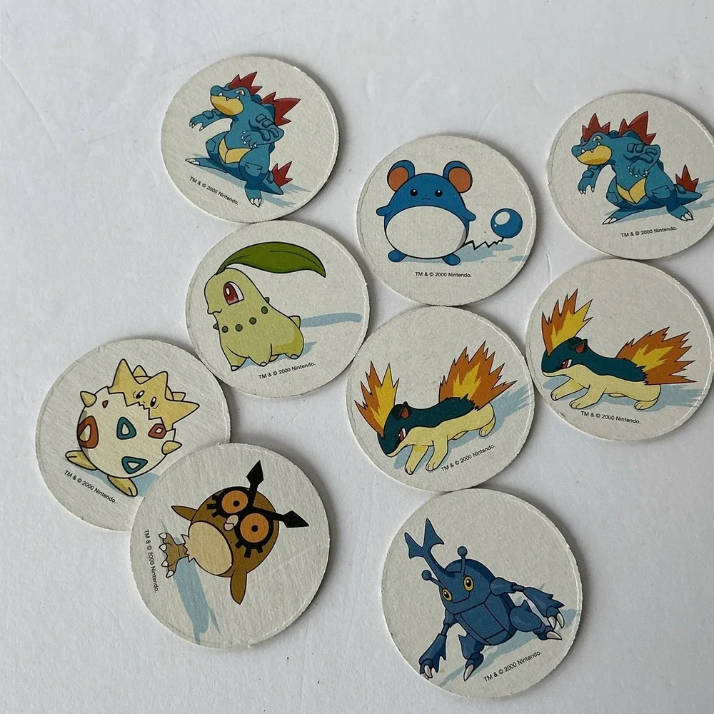 Pokemon Tazo Lot 9 Totodile‎ Typhlosion Togepi Marill Johto 2000